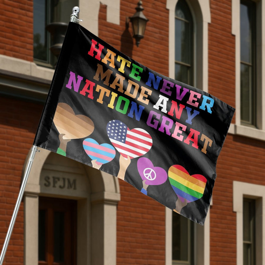 Unity House Flag | Hate Never Made Any Nation Great | Premium UV-Resistant Polyester | Inclusive Equality Garden Decor & Patriotic Gift