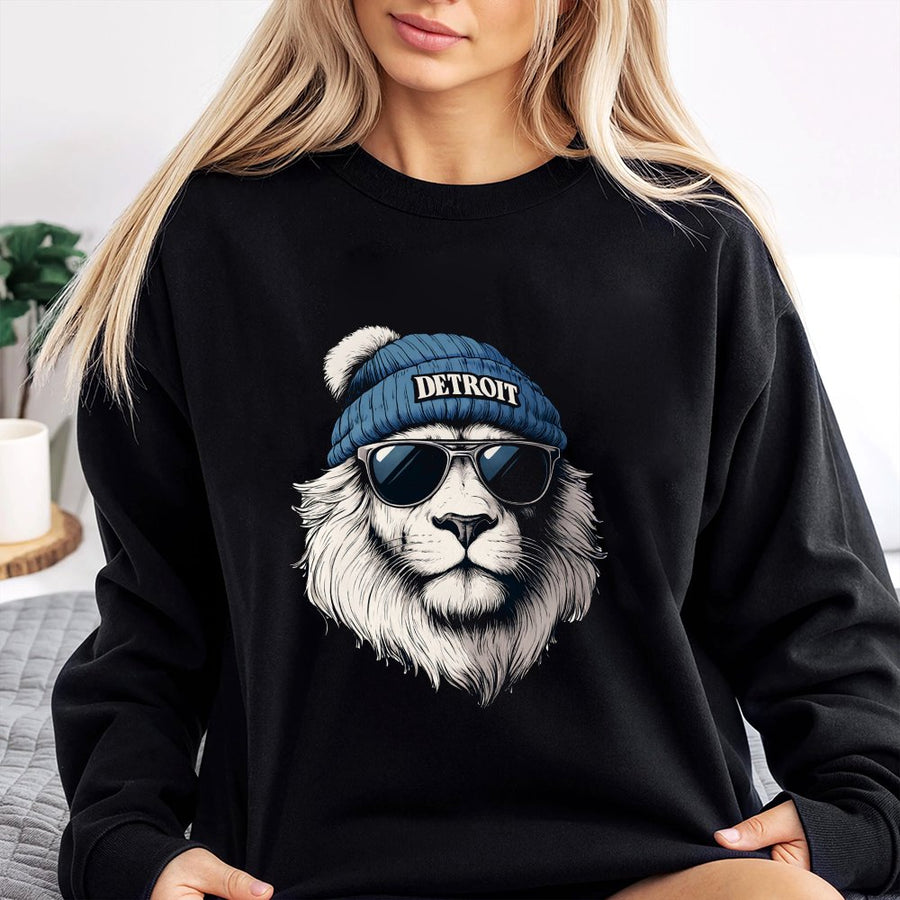 Detroit Lion Sweatshirt,Cool Streetwear Graphic Sweatshirt, Urban City Style,Hip Hop Casual Sweatshirt For Men And Women