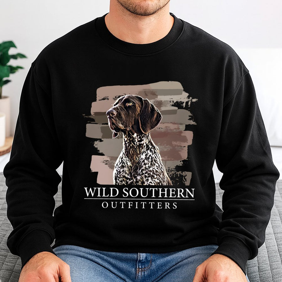 German Shorthaired Pointer Sweatshirt | Rustic Hunting Dog Graphic | Premium Cotton Blend Crewneck | Unisex Country Style Gift for Dog Lovers