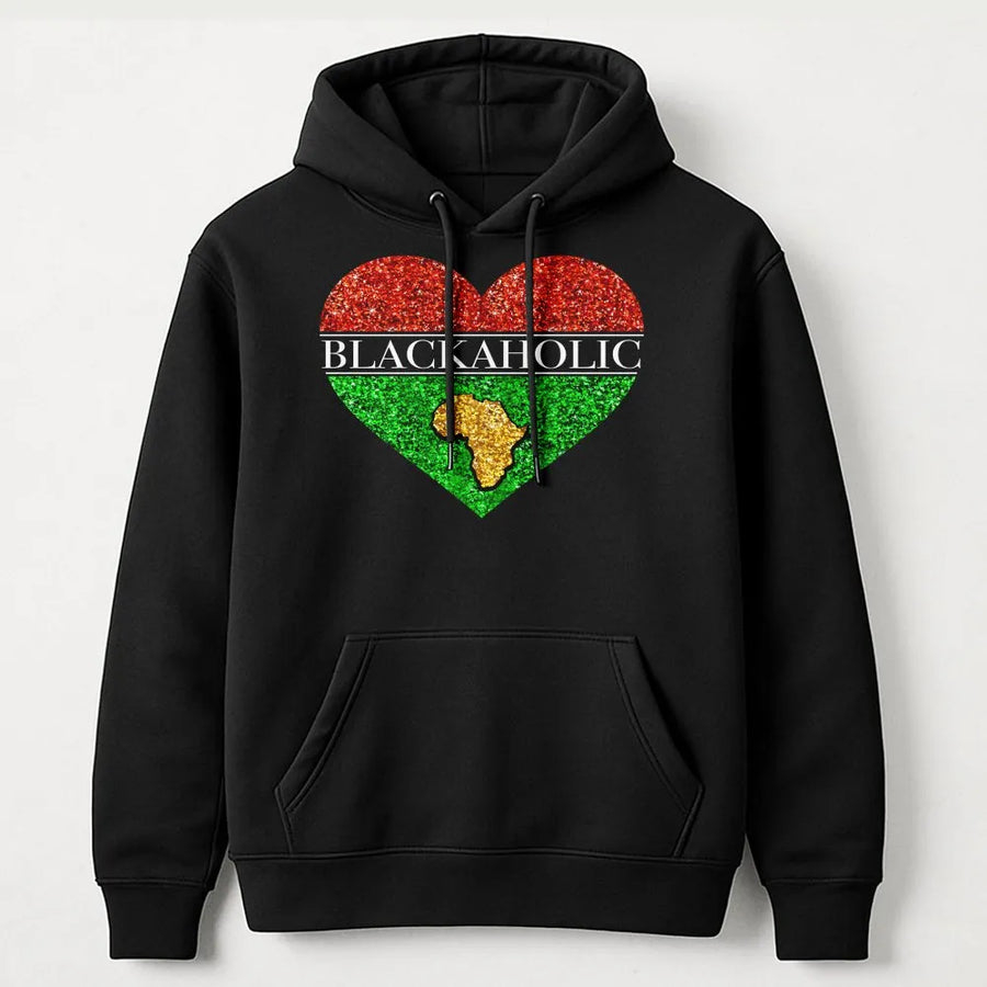 Blackaholic Hoodie | Pan-African Heart Flag Design | Premium Cotton Blend | Gift for Black History Month & Empowerment Pride