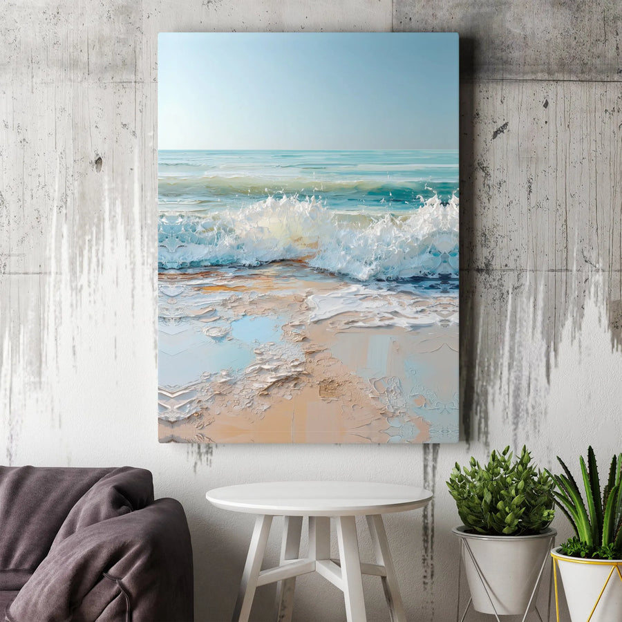 Ocean Wave Canvas Wall Art | Textured Coastal Seascape Painting | Premium Gallery Wrap Print | Beach House Home Decor Gift