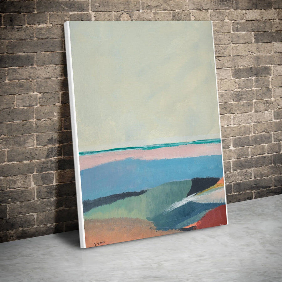 Abstract Landscape Vertical Canvas | Modern Coastal Painting Print | Premium 1.25" Thick Gallery Wrapped | Living Room & Office Wall Decor