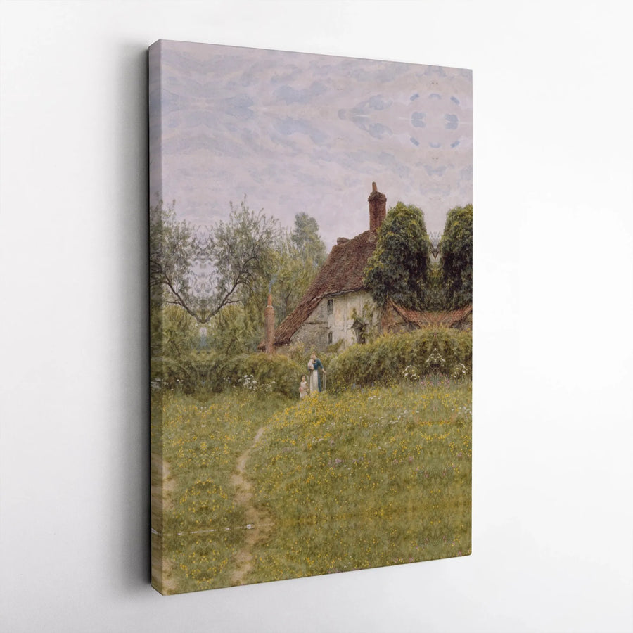Vintage Country Cottage Canvas | English Countryside Painting Print | Premium Gallery Wrap | Farmhouse Wall Decor Collector's Gift