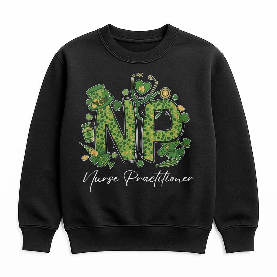 Nurse Practitioner St Patricks Day Sweatshirt | NP Shamrock Lucky Design | Premium Cotton Blend | Gift for Nurse Practitioner Students