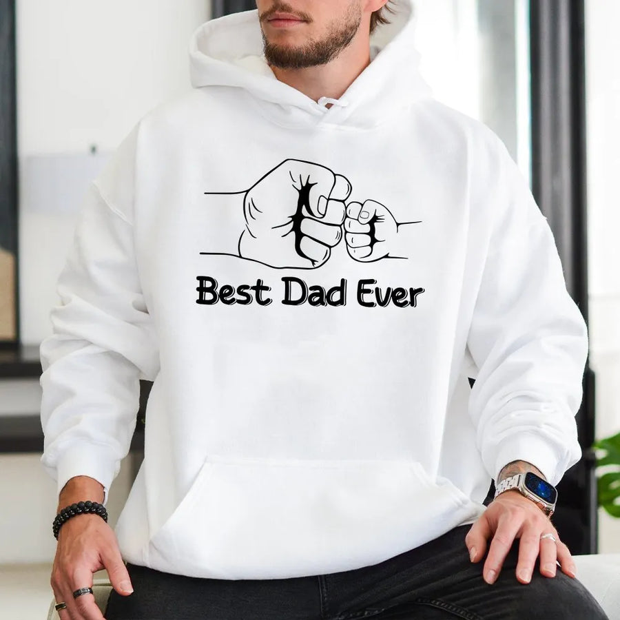 Best Dad Ever Hoodie | Fist Bump Graphic Design | Premium Cotton Blend Pullover | Father's Day 2026 Gift For Dad From Kids