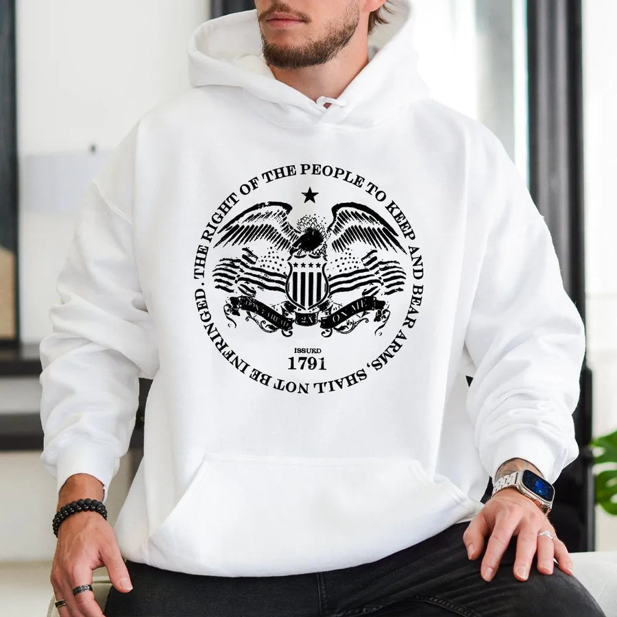 Second Amendment Hoodie | Patriotic Eagle 1791 Graphic | Soft Cotton Blend | Pro 2A Patriot Gift