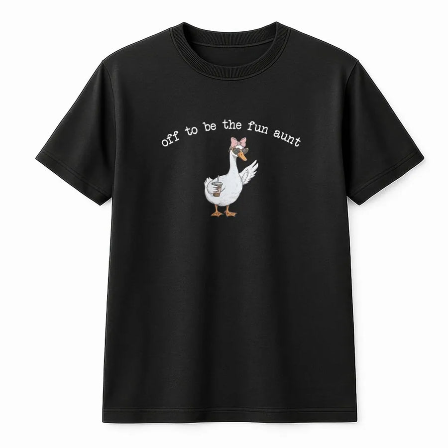 Funny Aunt Goose T-Shirt | Off To Be The Fun Aunt Crewneck | Premium Cotton Blend | Pregnancy Announcement Gift for Sister