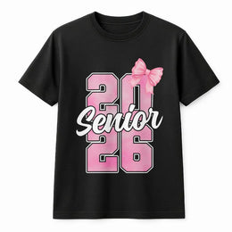 Senior 2026 T-Shirt | Pink Bow Graphic Aesthetic | Premium Cotton Tee | Cute High School Graduation Gift For Girls
