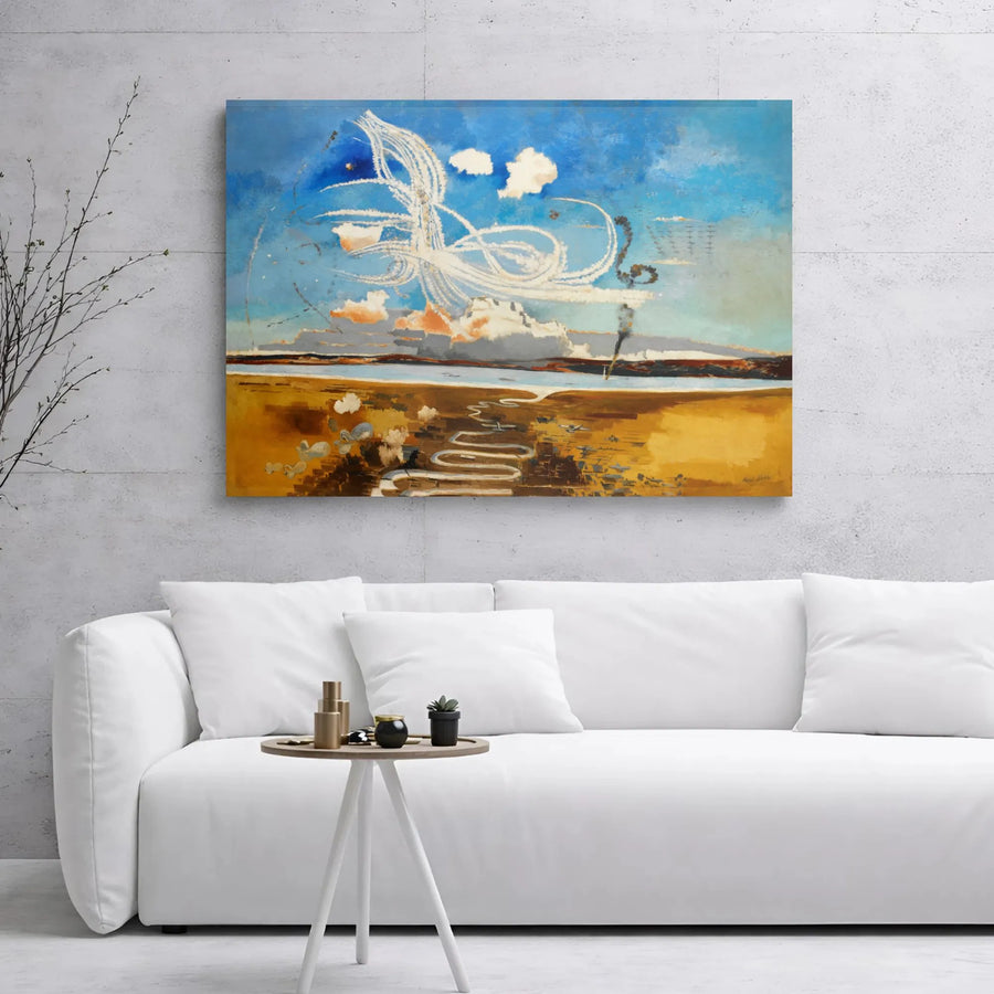 Battle of Britain Canvas Wall Art | Paul Nash Surrealist War Painting | Premium 1.25" Gallery Wrap | Historical Military Decor for Office