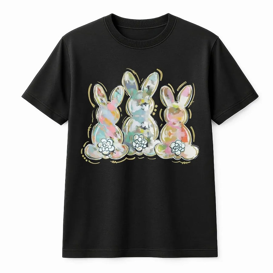 Easter Bunny T-Shirt | Watercolor Floral Rabbit Design | 100% Cotton Premium Tee | Cute Spring Gift for Women and Family