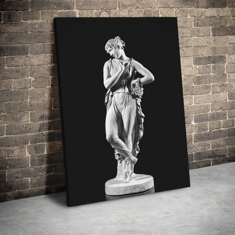 Greek Statue Canvas Art | Classical Female Sculpture Black and White | Premium Gallery Wrap Wall Decor | Aesthetic Home Interior Aesthetic