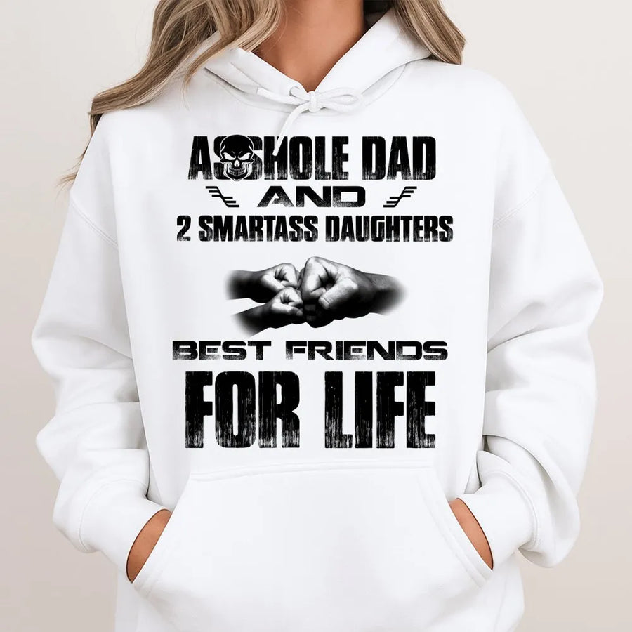 Funny Dad Hoodie | Asshole Dad and 2 Smartass Daughters Graphic | Premium Cotton Blend | Gift for Dad from Daughters