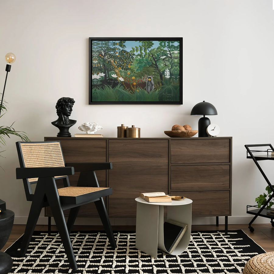 Henri Rousseau The Monkeys Canvas Wall Art | Vintage Jungle Tropical Landscape Print | Premium Gallery Wrapped Decor | Classic Masterpiece Gift