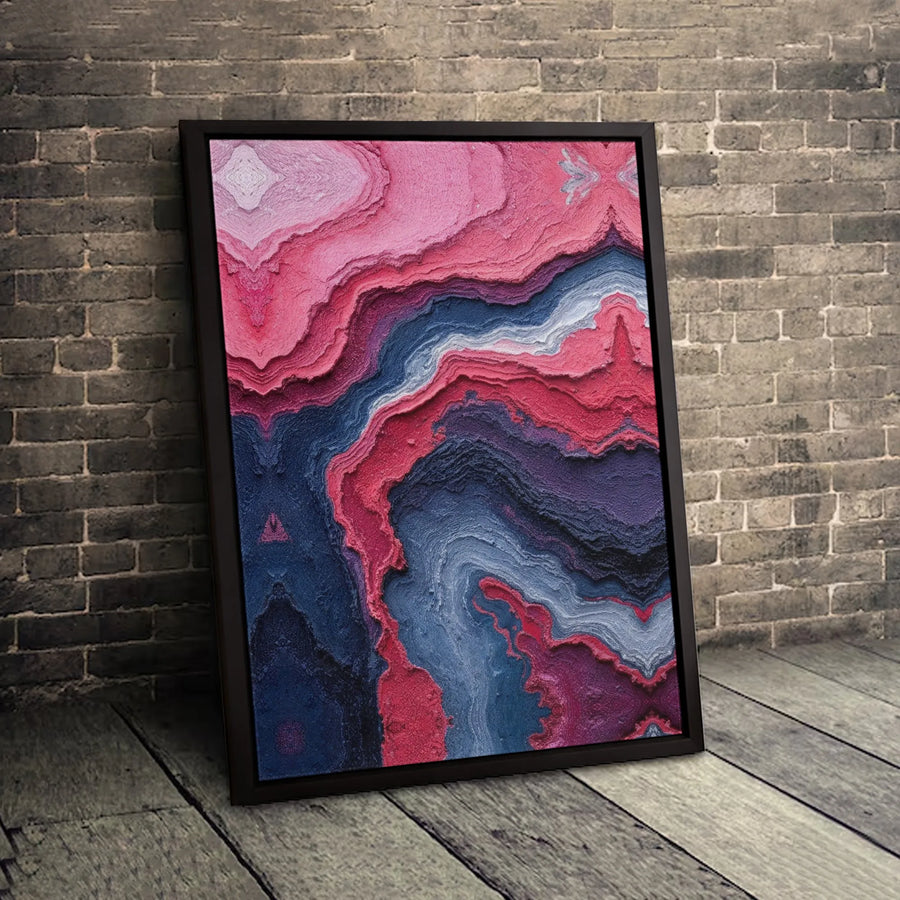 Abstract Canvas Wall Art | Pink Blue And Purple Wavy Layers | Premium Gallery Wrapped 1.25" Profile | Modern Minimalist Home Decor Gift