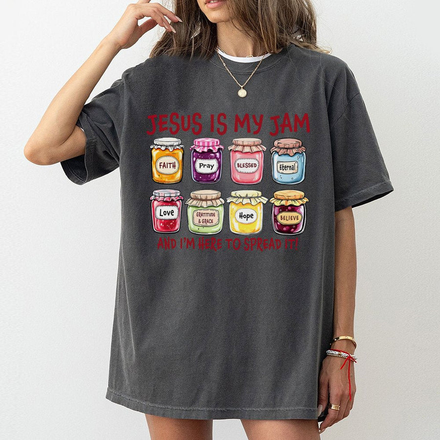 Jesus Is My Jam T-Shirt | Funny Christian Scripture Faith Quote | Premium 100% Cotton Graphic Tee | Gift for Believers and Church Small Groups