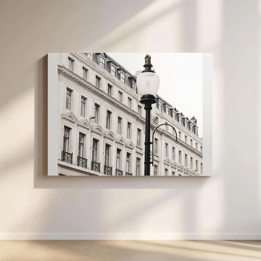 London Street Lamp Canvas Wall Art | Minimalist Architectural Photography | Premium Gallery Wrapped Canvas | Modern Home Decor Gift