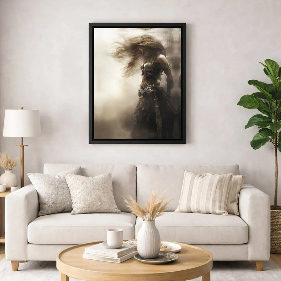 Fantasy Female Warrior Canvas Print | Ornate Armor Sword Wall Art | Premium Gallery Wrapped Decor | Gift for Fantasy Art Collectors