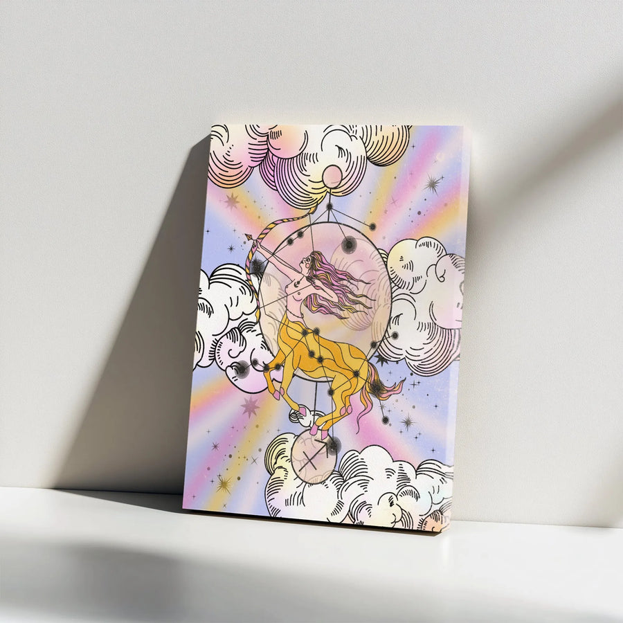Sagittarius Zodiac Canvas Wall Art | Retro Celestial Archer Design | Premium 1.25" Thick Canvas | Astrology Birthday Gift for Her