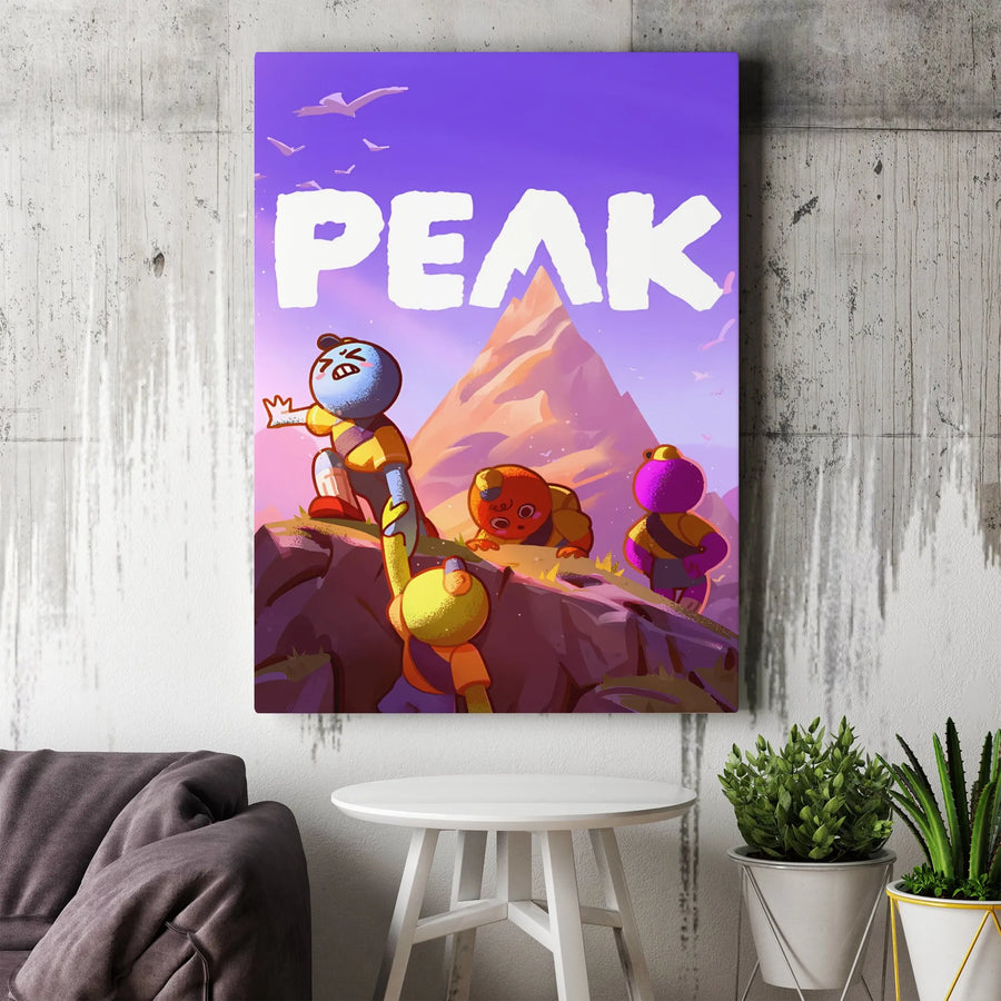 Peak Mountain Climbing Poster | Whimsical Cartoon Adventure Wall Art | Premium 1.25-inch Canvas Print | Inspiring Motivational Decor For Kids Room