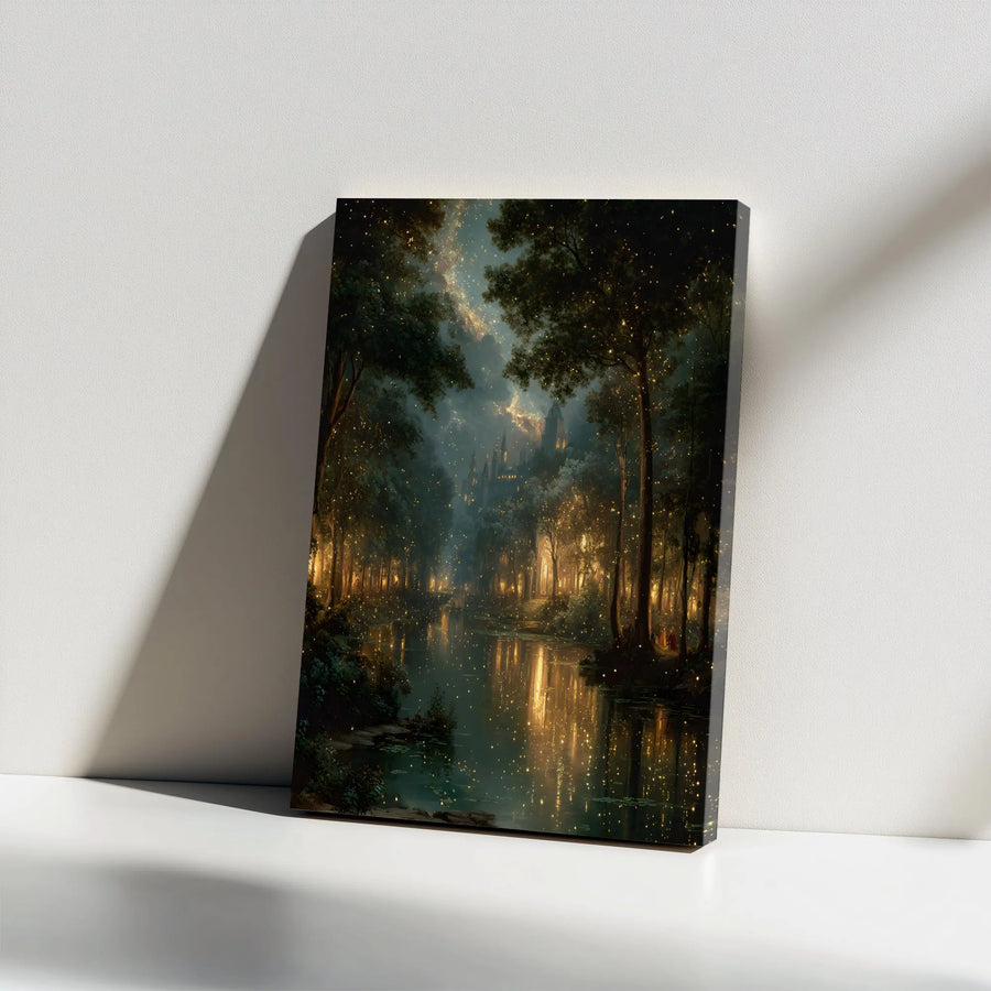 Enchanted Forest Wall Art | Magical Castle In The Woods Canvas Print | Premium Gallery Wrap Decor | Fantasy Landscape Gift For Fantasy Lovers