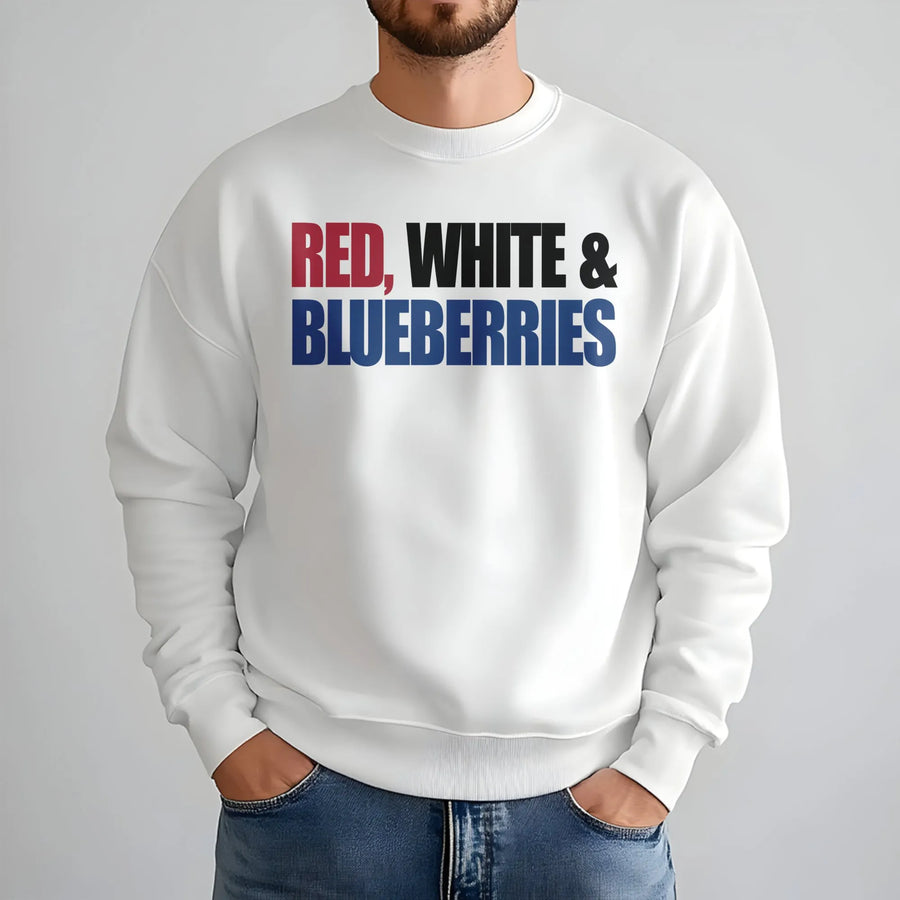 Red White and Blueberries Sweatshirt | Patriotic American Graphic Print | Premium Cotton Blend Crewneck | July 4th Independence Day Gift
