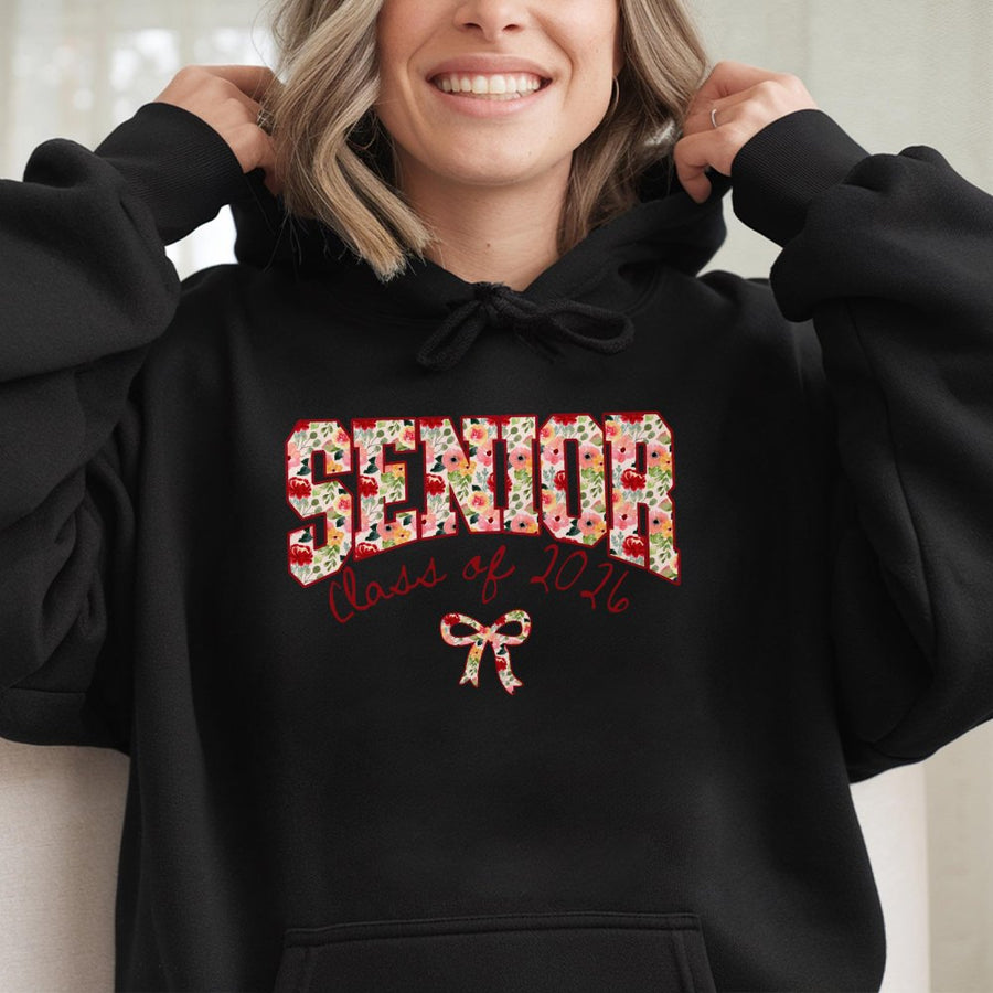 Senior 2026 Hoodie | Floral Coquette Aesthetic Class Of 2026 Sweatshirt | Premium Cotton-Blend | Perfect Graduation Gift For High School Seniors
