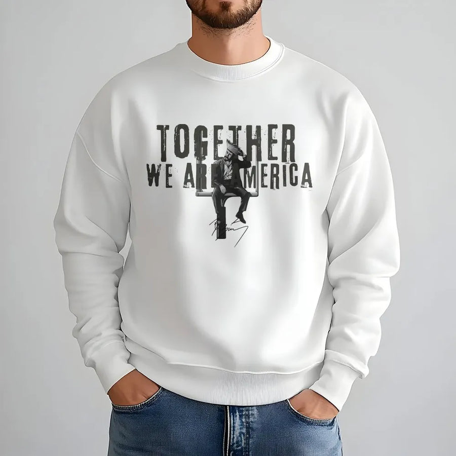 Together We Are America Sweatshirt | Patriotic Football Graphic Print | Premium Cotton-Blend Pullover | Unisex American Pride Gift for Fans
