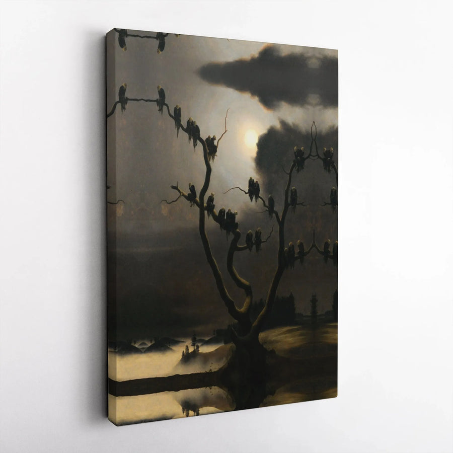 Gothic Vulture Wall Art | Dark Surrealist Landscape Canvas Print | Premium Gallery-Wrapped Decor | Moody Home Office Gift