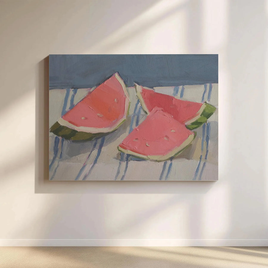 Watermelon Canvas Wall Art | Impressionist Summer Fruit Painting | Premium Gallery Quality Print | Kitchen & Dining Room Decor Gift