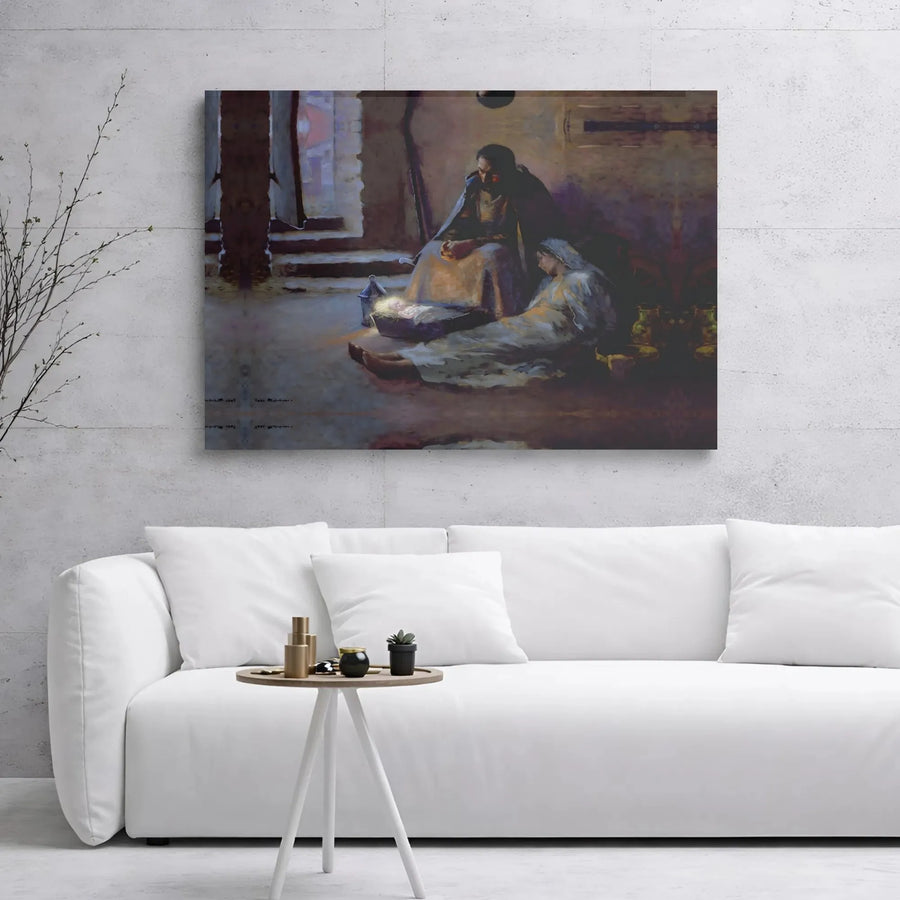 Nativity Scene Canvas Print | Holy Night Religious Wall Art | Premium Gallery Wrap Canvas | Christian Christmas Home Decor Gift