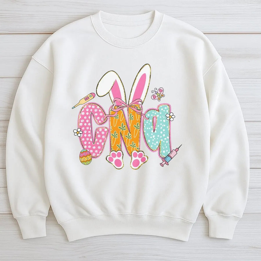 Nurse Easter Sweatshirt | Stethoscope Bow Graphic Print | Premium Cotton Blend | Gift for RN CNA Healthcare Workers