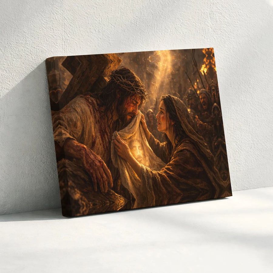 Jesus Carrying Cross Horizontal Canvas | Passion of Christ Biblical Art | Premium 1.25 Inch Gallery Wrap | Sacred Christian Devotional Gift for Home Decor