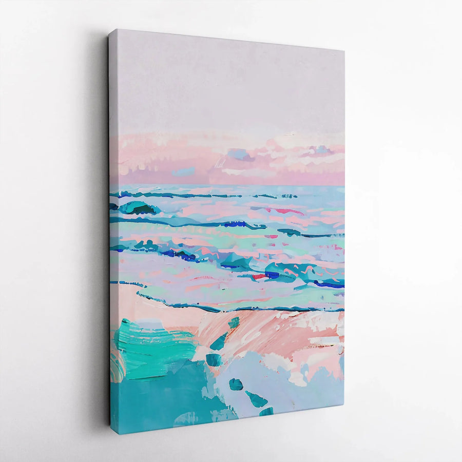Abstract Beach Canvas Wall Art | Impressionist Ocean Painting Print | Premium Frameless Gallery Wrap | Modern Home Decor Gift