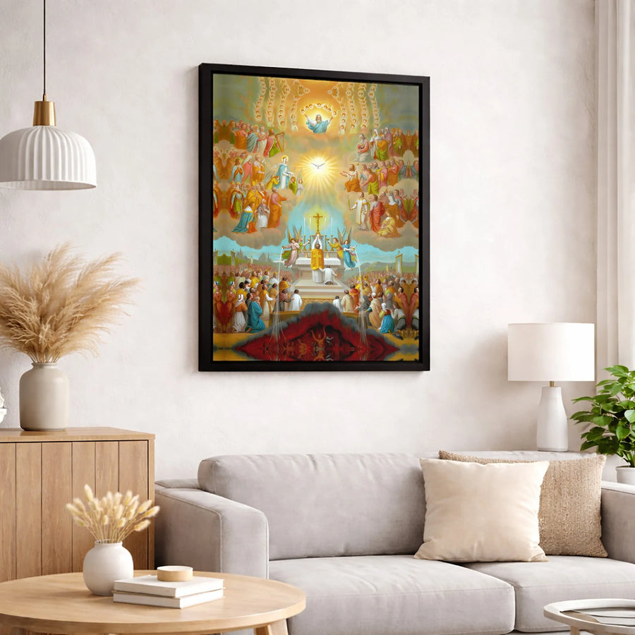 Catholic Mass for Souls in Purgatory Canvas Art | Religious Eucharistic Adoration Wall Decor | Premium Fade-Resistant Print | Catholic Home Gift