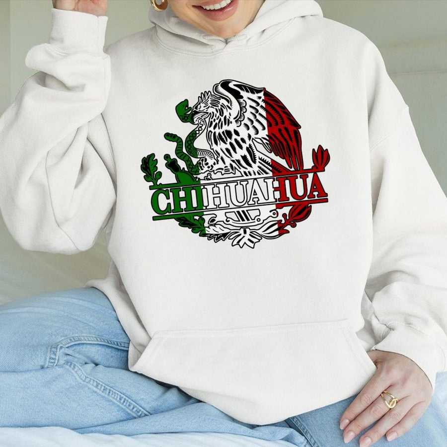 Chihuahua Mexico Hoodie | Mexican Eagle Flag Emblem | Soft Cotton-Poly Blend | Premium Heritage Gift For Him and Her