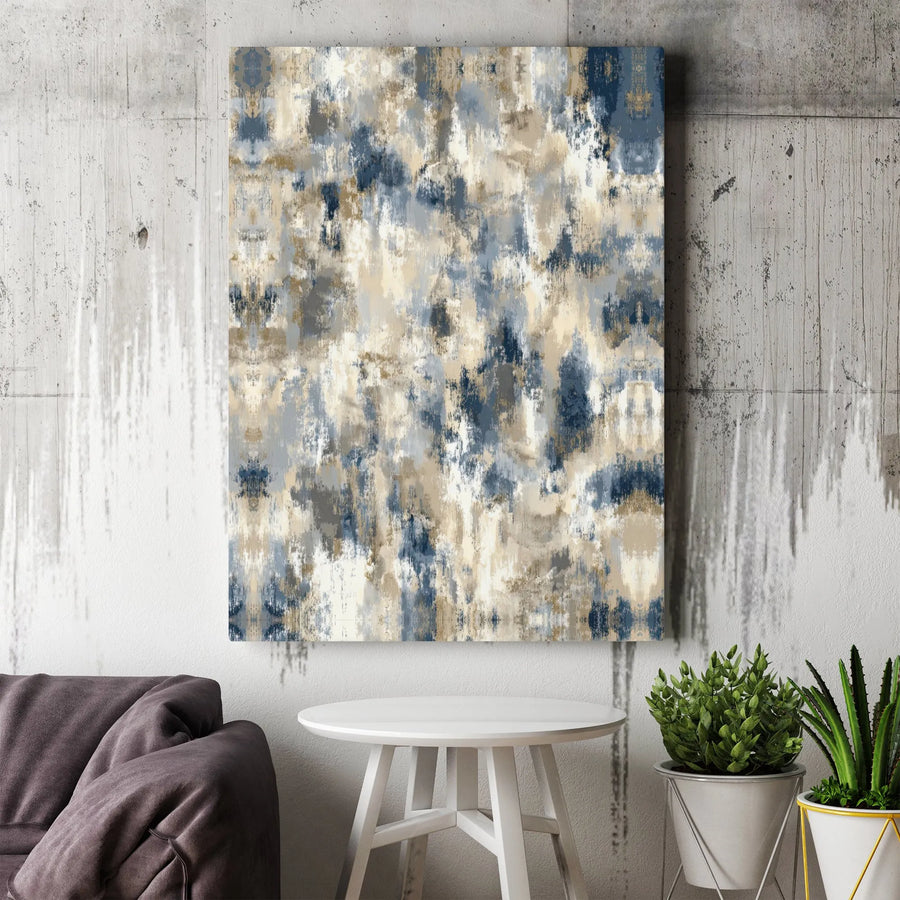 Blue and Beige Abstract Canvas Wall Art | Modern Textured Painting Print | Gallery Wrapped Premium Decor | Ready to Hang Living Room Gift