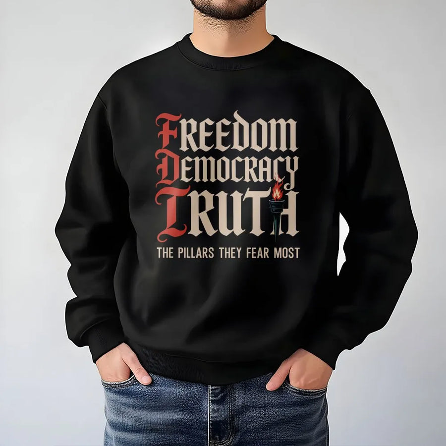 Freedom Democracy Truth Sweatshirt | Activist Graphic Design | Premium Cotton Blend | Gift For Social Justice Advocate