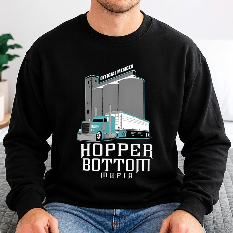 Hopper Bottom Mafia Sweatshirt | Big Rig Truck Driver Graphic Design | Premium Cotton Blend Crewneck | Gift for Truckers and Semi Truck Enthusiasts