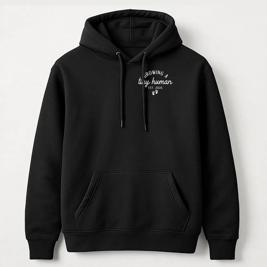Pregnancy Announcement Hoodie | Growing a Tiny Human Est 2026 | Soft Cotton Blend Pullover | Gift for Expecting Mom, New Mom To Be