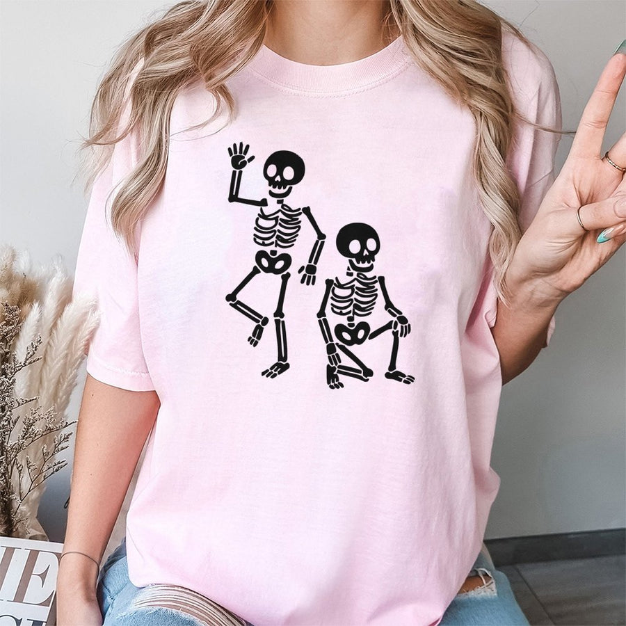 Funny Dancing Skeletons T-Shirt | Cute Halloween Graphic Tee | Premium 100% Cotton | Spooky Season Gift For Friends
