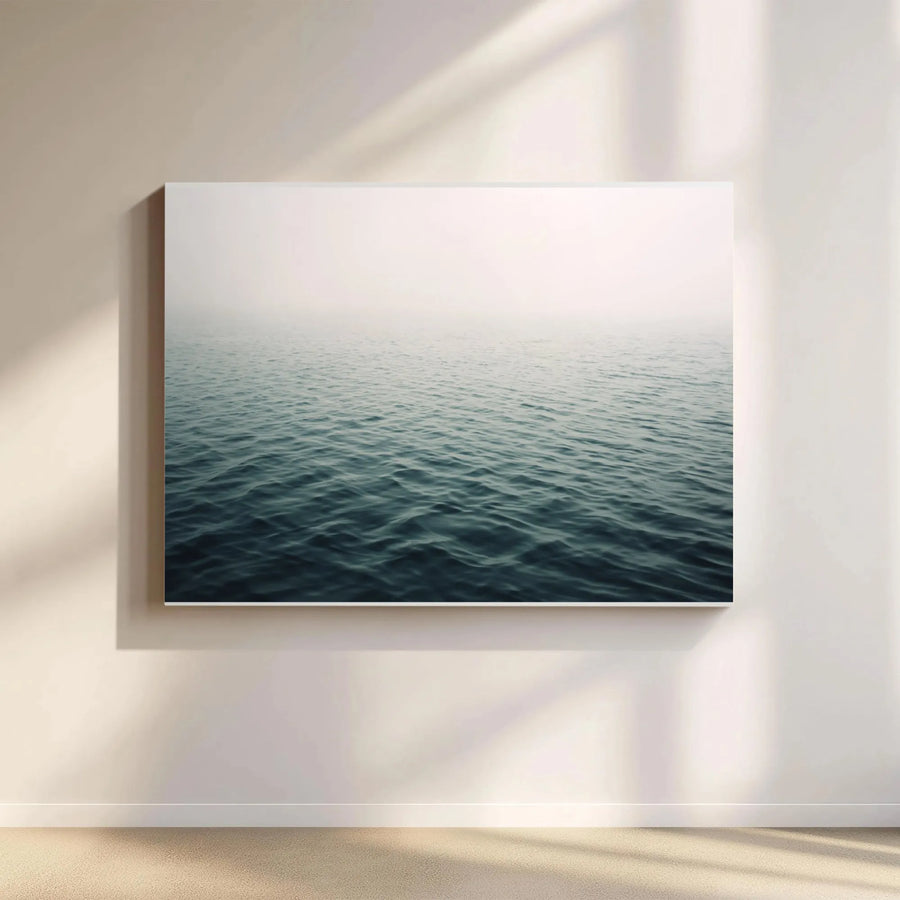 Misty Ocean Canvas Wall Art | Minimalist Seascape Photography | Premium Gallery Wrapped Canvas | Modern Coastal Living Room Decor Gift