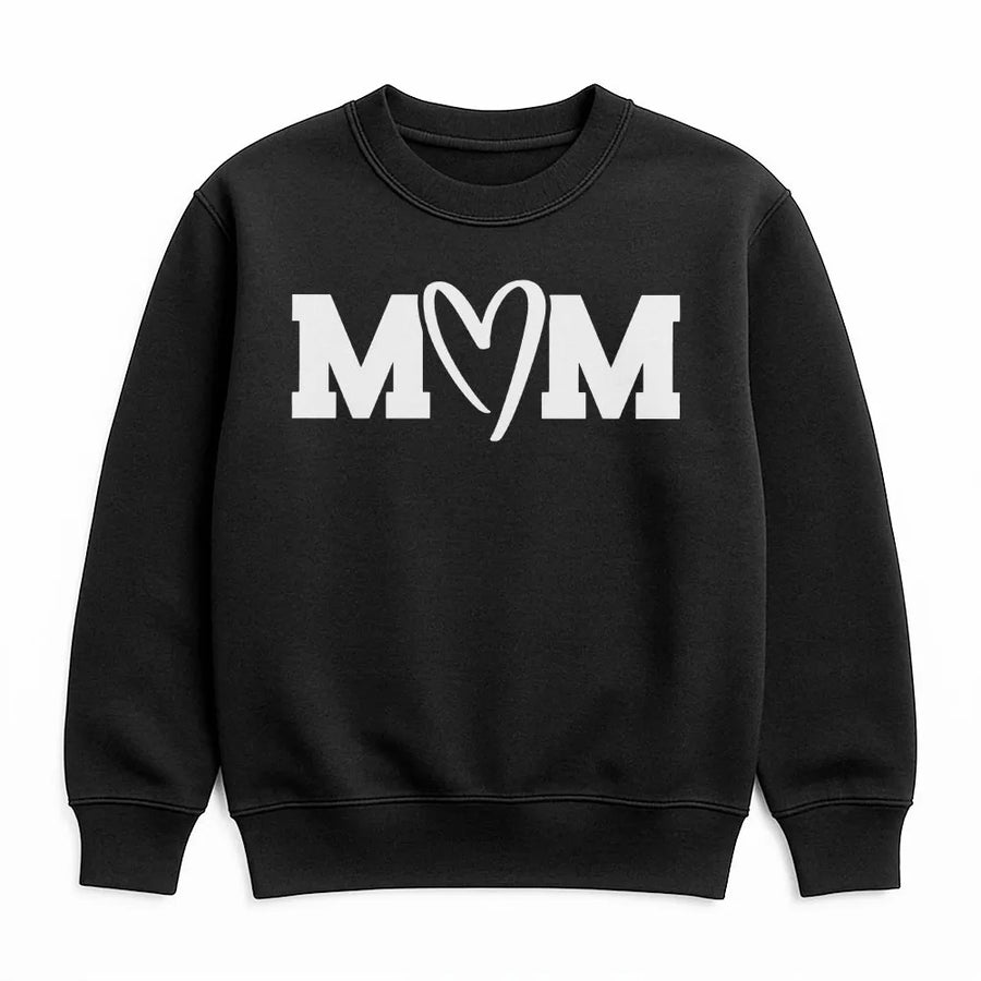 Mom Sweatshirt with Heart | Minimalist Mama Graphic Crewneck | Soft Cotton Blend Pullover | Mothers Day Gift for New Mom