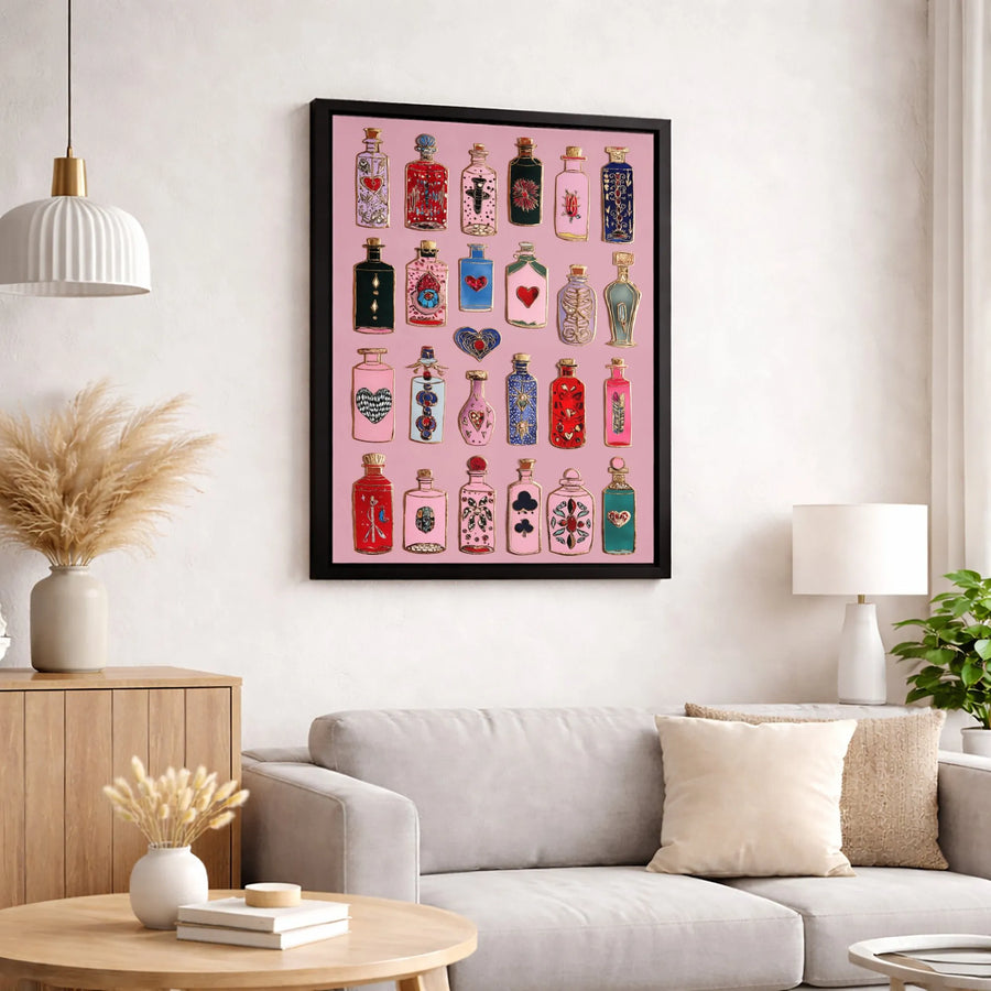 Magic Potion Bottles Wall Art | Whimsical Apothecary Print | Premium 1.25" Thick Canvas | Witchy Home Decor Aesthetic Gift for Her