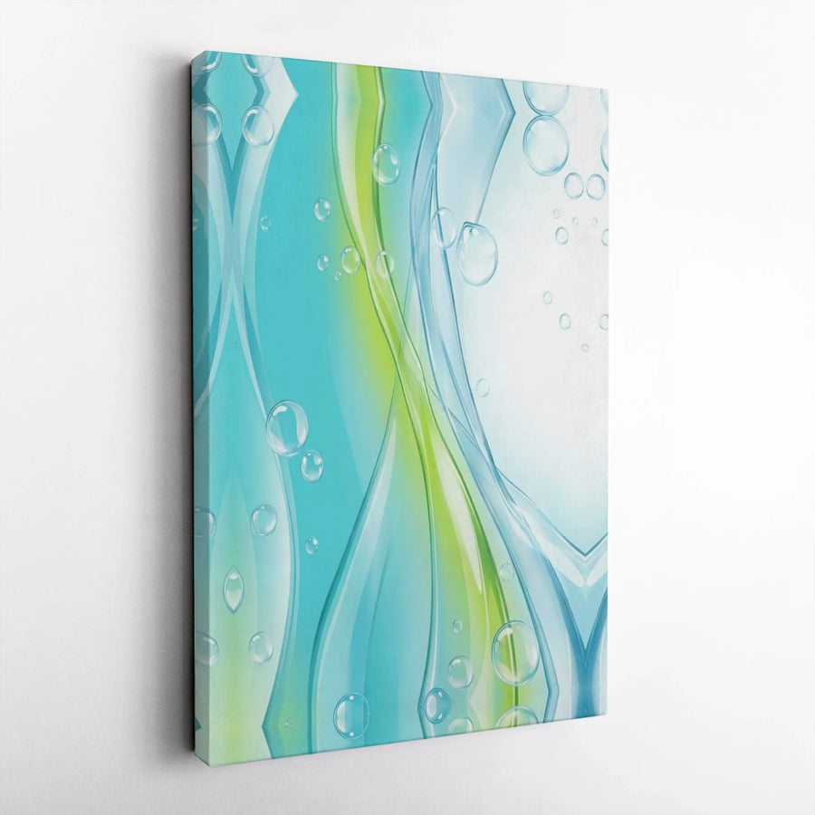 Modern Abstract Canvas Art | Flowing Aqua and Green Liquid Design | Premium Thick Gallery Wrap Print | Contemporary Home & Office Wall Decor