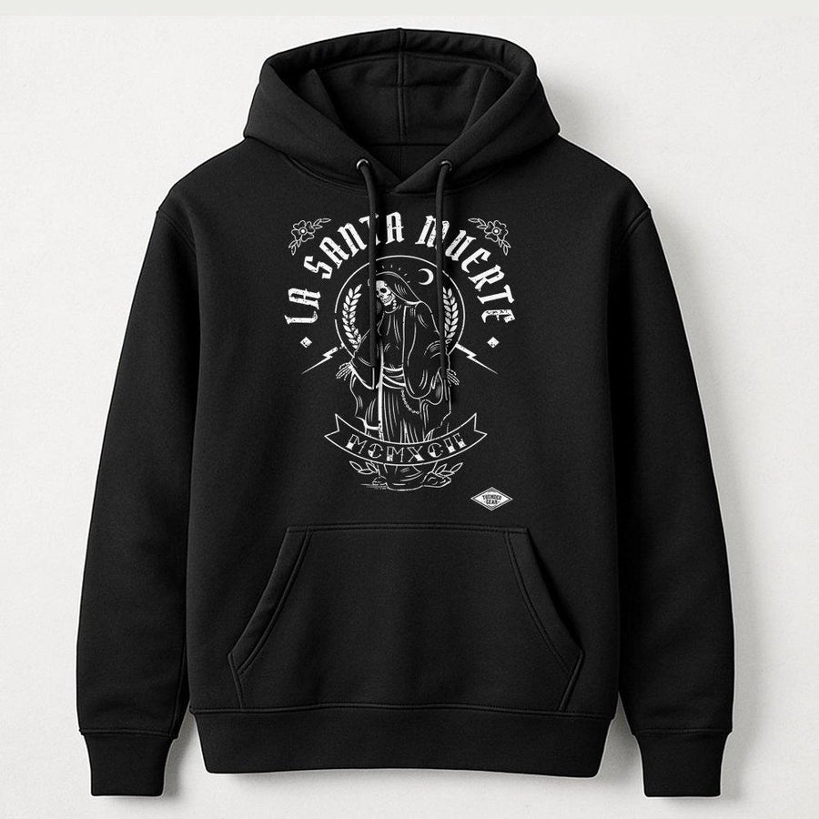 La Santa Muerte Hoodie | Gothic Occult Graphic Print | Premium Cotton Blend | Unisex Streetwear Gift for Spiritual and Alternative Style Enthusiasts