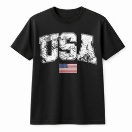 USA Patriotic T-Shirt | Distressed Vintage America Graphic | 100% Cotton Premium Crewneck | Fourth of July Gift for Men and Women