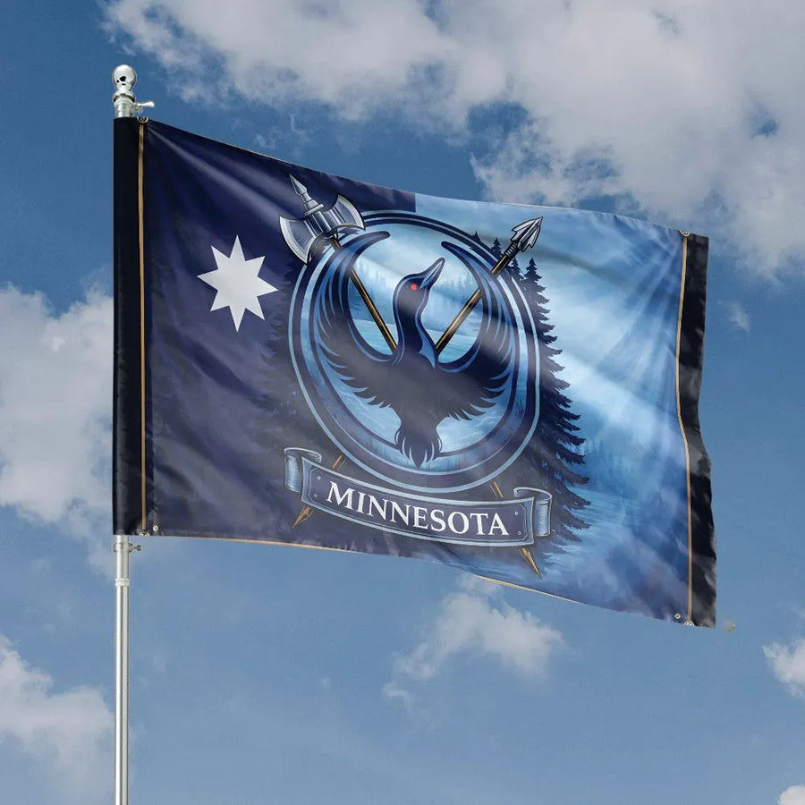 Minnesota State House Flag | Rebel Loon & North Star Emblem | Double Sided UV-Resistant Polyester | Outdoor Yard Decor Gift