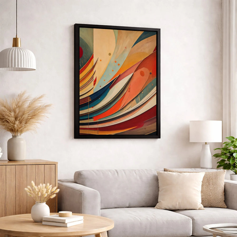 Abstract Canvas Wall Art | Colorful Dynamic Curves Print | 1.25 Inch Gallery Wrap | Modern Home Office Decor Gift