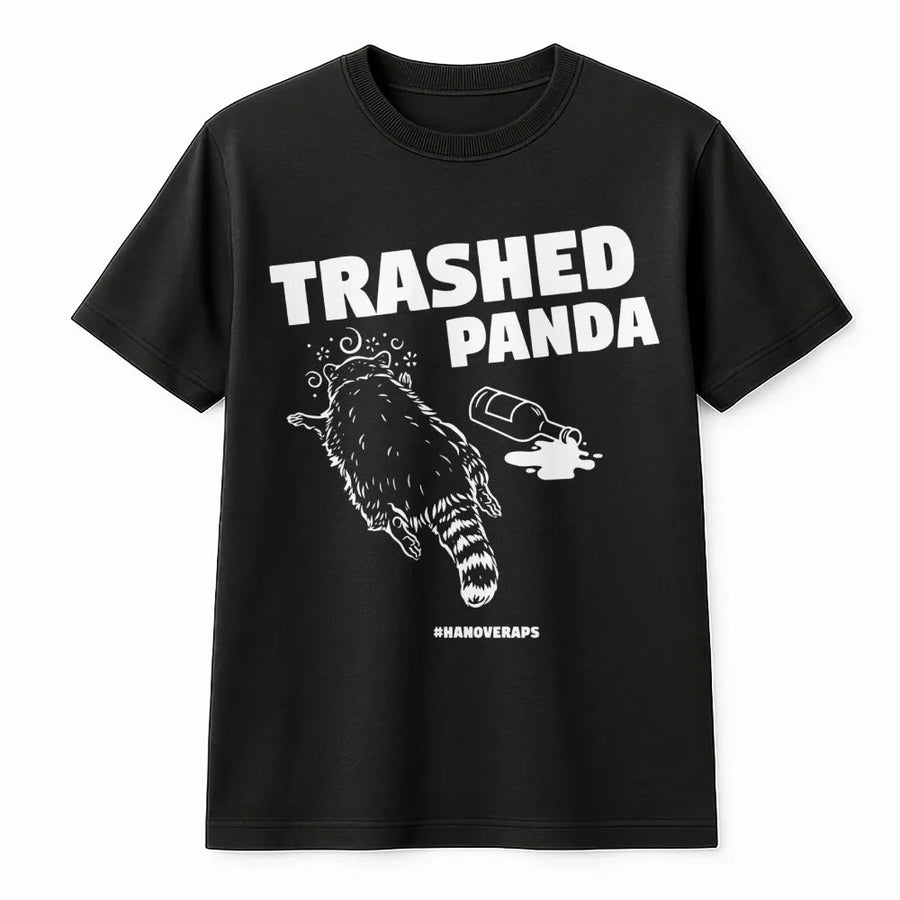 Trashed Panda T-Shirt | Funny Drunk Raccoon Graphic Tee | Premium 100% Cotton Soft Shirt | Perfect Gift for Animal Lovers and Party Enthusiasts