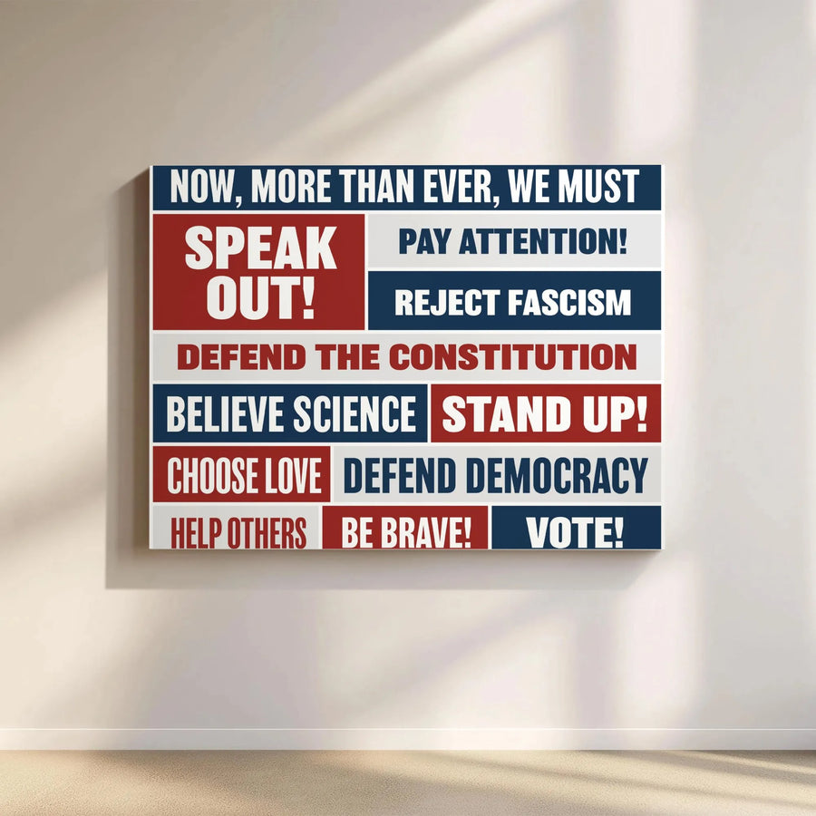 Defend Democracy Wall Art | Patriotic Quote Canvas Print | Premium Gallery Wrap Decor | Activist Gift for Home Office